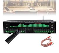 Ecualizador digital de 31 bandas, ecualizador gráfico estéreo EQ8000 con control remoto, decodificación de audio digital coaxial óptico Bluetooth 5.4, 12 patrones de ritmo, reducción de ruido, para