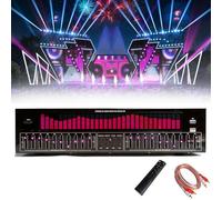 Ecualizador digital estéreo gráfico con control remoto, cable de audio, 12 patrones de ritmo, reducción automática de ruido, analizador de espectro LED