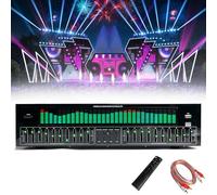 Ecualizador gráfico estéreo digital de 31 bandas con control remoto, cable de audio, 12 patrones de ritmo, reducción de ruido y analizador de espectro musical LED para estudio de grabación