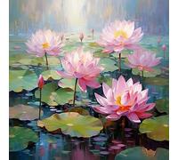 ECUCU 11CT Kits de Punto de Cruz Contado, Flor de loto para estanque, 30 * 40cm, Conjunto de Kit de Punto de Cruz de Bordado Que Incluye Hilos de Color Dibujo de Aguja de paño de algodón