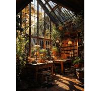 ECUCU 11CT Kits de Punto de Cruz Contado, Librería Sunset,G,40 * 50cm Para Hacer tú Mismo, Juego Completo de Iniciación Para Principiantes Preimpreso