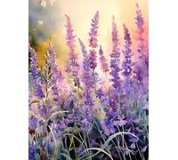 ECUCU DIY Kits de Bordado Punto Cruz,Hermosas flores de lavanda púrpura,R 11CT Cross Stitch Kit de Herramienta de Puntada Cruzada Contada a Mano