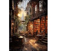 ECUCU Kit de Inicio de Bordado, Librería Sunset, L, 30 * 40cm Kit de Bordado a Mano,Con Patrón de Costura y Descripción Patrón Kit de Punto de Cruz, para Principiantes Niños
