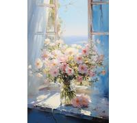 ECUCU Kit Punto de cruz 11CT tela estampada, Óleo sobre lienzo Margarita,B,40 * 50cm kit de bordado bricolaje entrada simple bordado previo a la impresión para niñas manualidades artículos bordado