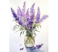 ECUCU Kits de Punto de Cruz Bordado Estampado 11CT Punto de cruz,Hermosas flores de lavanda púrpura, B DIY Cross Stitch Kit de Herramienta de Punto Cruz Bordado a Mano