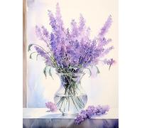 ECUCU Kits de Punto de Cruz Contado, Hermosas flores de lavanda púrpura,H Kits de Punto de Cruz Estampados 11CT Kit de Inicio de Bordado de Punto de Cruz Preimpreso para Adultos Principiantes