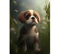 ECUCU Kits De Punto De Cruz Contado Kit de bordado de punto de cruz con estampado animal de perrito lindo, D para niños y adultos principiantes