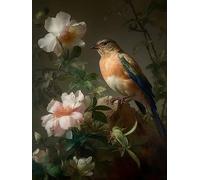 ECUCU Kits De Punto De Cruz Contado Kit de bordado para adultos con patrón de punto de cruz preimpreso de pájaro de flores,D Con Hilos Y Tela