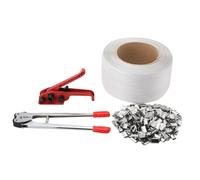 ECUTEE Kit de flejado manual para pallet, incluye tensor de 18 mm y 800 m de cinta de embalaje, con pinzas de cierre de metal