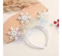 Ecuupas Diademas de copo de nieve, diademas de Navidad con diseño de copo de nieve blanco, diseño de gemas de cristal blanco, decoración de Navidad para el pelo para fiesta de invierno (01)