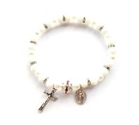 ECVGHD Pulsera de rosario con cruz elástica para decoración de manos femeninas