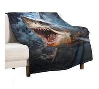 ECWECC Manta Tiburón Sofa Pequeña 130x180cm - Manta para Cama. Manta Polar, Franela 100% Poliéster, Suave, Acabado con Brillo Vida Marina