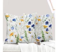 ECZOIL Juego de 2 Fundas de Almohada Bohemias de 40 x 40 cm (16 x 16 Pulgadas), Flores Decorativas, Fundas de cojín de Felpa Corta, impresión a Doble Cara, Funda de Almohada Decorativa para salón
