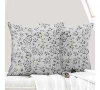 ECZOIL Juego de 2 fundas de almohada para 45 x 45 cm, diseño de flores, funda decorativa de felpa corta 18x18 pulgadas, impresión a doble cara, funda decorativa para salón, sofá, dormitorio, hojas