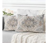 ECZOIL - Juego de 2 fundas de cojín (30 x 50 cm), diseño boho étnico vintage, fundas de cojín de 12 x 20 pulgadas, para casa, salón, dormitorio, color azul y gris