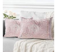 ECZOIL - Juego de 2 fundas de cojín (30 x 50 cm), diseño boho étnico vintage, fundas de cojín de 12 x 20 pulgadas, para casa, salón, dormitorio, color rosa