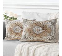 ECZOIL - Juego de 2 fundas de cojín 30 x 50 cm, estilo boho étnico vintage, fundas de cojín decorativas, funda de almohada 12 x 20 pulgadas para casa, salón, dormitorio - Marrón