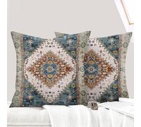 ECZOIL - Juego de 2 fundas de cojín (40 x 40 cm), diseño boho étnico vintage en sofá, funda de almohada suave para casa, salón, dormitorio, sofá, bohemio, art deco, color azul verde