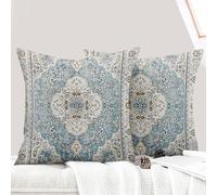 ECZOIL - Juego de 2 fundas de cojín (40 x 40 cm), diseño boho étnico vintage en sofá, funda de almohada suave para casa, salón, dormitorio, sofá, bohemio, art deco, color azul cielo