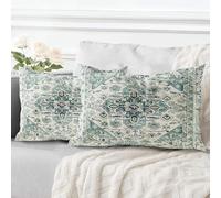 ECZOIL - Juego de 2 fundas de cojín (40 x 60 cm), diseño boho étnico vintage, funda de almohada suave para casa, salón, dormitorio, sofá, bohemio, art deco, color cian oscuro