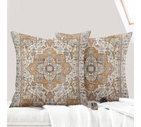 ECZOIL - Juego de 2 fundas de cojín (45 x 45 cm), diseño boho étnico vintage en sofá, funda de almohada suave para casa, salón, dormitorio, sofá, bohemio, art deco, color marrón
