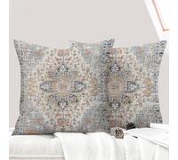 ECZOIL - Juego de 2 fundas de cojín (45 x 45 cm, diseño boho étnico, vintage, fundas de cojín, 18 x 18 pulgadas, para casa, salón, dormitorio, color azul y gris