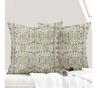 ECZOIL - Juego de 2 fundas de cojín 50 x 50 cm, estilo boho étnico vintage, fundas decorativas para almohadas de 20 x 20 pulgadas, para casa, salón, dormitorio - Gris Amarillo