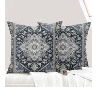 ECZOIL Juego de 2 fundas de cojín bohemias de 45 x 45 cm, fundas de cojín decorativas estilo boho vintage, fundas de cojín decorativas para sofá, sillón, hogar, dormitorio, con cremallera oculta, azul