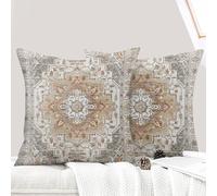 ECZOIL Juego de 2 fundas de cojín boho de 45x45 cm, flores bohemias, fundas de cojín decorativas de lino de 18x18 pulgadas, impresión a doble cara, fundas de cojín decorativas para salón, sofá