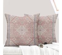 ECZOIL Juego de 2 fundas de cojín de 45 x 45 cm, fundas decorativas boho étnicas vintage para cojín, funda de 18 x 18 pulgadas para el hogar, sala de estar, dormitorio - Rosa
