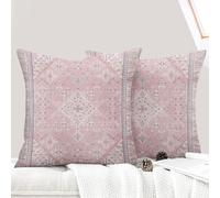 ECZOIL - Juego de 2 fundas de cojín de 60 x 60 cm, diseño boho étnico, vintage, fundas de cojín, 24 x 24 pulgadas, para casa, salón, dormitorio, color rosa