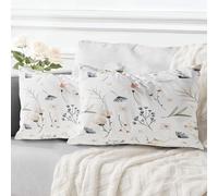 ECZOIL - Juego de 2 fundas de cojín decorativas 40x60 cm flores, fundas de sofá decorativas motivo planta de flores silvestres, funda de almohada para dormitorio y granja casa salón - Flores lisas