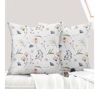 ECZOIL - Juego de 2 fundas de cojín decorativas, 45 x 45 cm, diseño de flores silvestres, funda de almohada para casa, sala de estar, dormitorio y granja, flores unidas