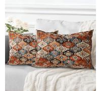 ECZOIL Lot de 2 fundas de cojín decorativas 40x80 cm Boho Étnico Vintage para sofá, funda de almohada suave para casa, salón, dormitorio, sofá bohemio Art déco - Naranja con flores