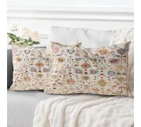 ECZOIL Lot de 2 fundas de cojín decorativas 40x80 cm estilo boho étnico vintage para sofá, funda de almohada suave para sala de estar, dormitorio, sofá bohemio, arte deco - Floral crema