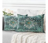 ECZOIL Lot de 2 fundas de cojín decorativas 40x80 cm estilo boho étnico vintage para sofá, funda de almohada suave para salón, dormitorio, sofá bohemio, arte deco - Cian