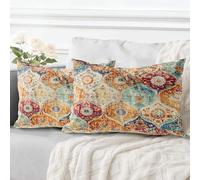 ECZOIL Lot de 2 fundas de cojín decorativas 40x80 cm estilo boho étnico vintage para sofá, funda de almohada suave para sala de estar, dormitorio, sofá bohemio, arte deco - Crema