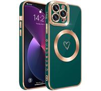 ECZOIL Magnética Funda para iPhone 13 Pro 6,1 Pulgada, Carcasa Compatible con MagSafe,Galvanizada Suave TPU Protector de Cámara Resistente a los Golpes Phone Case for iPhone 13 Pro-Verde Oscuro