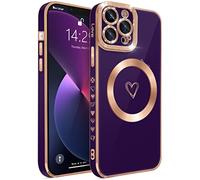 ECZOIL Magnética Funda para iPhone 13 Pro 6,1 Pulgada, Carcasa Compatible con MagSafe,Galvanizada Suave TPU Protector de Cámara Resistente a los Golpes Phone Case for iPhone 13 Pro-Violeta Oscuro