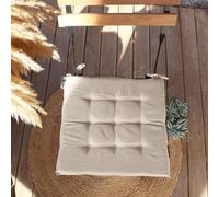 ED Enjoy Home - Cojín para Silla Exterior e Interior, Color Beige, 40 x 40 cm, Repelente al Agua con Tratamiento antirrayos UV, para jardín, terraza, Grosor de 3 cm, con Cintas para Nudillos