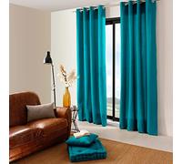 ED Enjoy Home - Cortina - Algodón - 135 x 240 cm - Azul Pato - Colección Panamá - Listo para Colocar - Lavable a 30 ° - para Todas Las Habitaciones - Ropa de hogar - Cojín