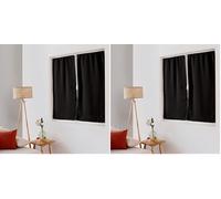 ED ENJOY HOME - Cortina de Cristal Opaco, con Paso, Negro, 60 x 120 cm, 100% poliéster, Tejido Certificado Oeko-Tex, colección Regaliz (Paquete de 2)