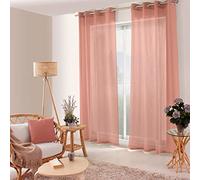 ED ENJOY HOME Cortina de Visillo Calado con Ojales, 140 x 240 cm, Rosa cayón, 100% poliéster, Tejido Certificado Oeko-Tex, Collection Jelly