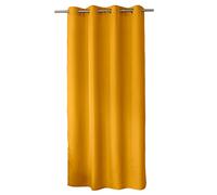 ED Enjoy Home - Cortina Decorativa con Ojales Plateados, 140 x 240 cm, Amarillo Mostaza, 100% poliéster, satén, colección básica