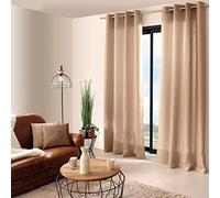 ED Enjoy Home - Cortina Decorativa con Ojales Plateados, 140 x 240 cm, Beige Natural, 100% poliéster, satén, colección básica