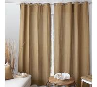 ED Enjoy Home - Cortina Decorativa para el hogar, salón y Dormitorio, fácil de Colocar con Ojales, tamaño estándar, 140 x 240 cm, Amarillo Ocre, de algodón, colección Cambria