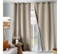ED Enjoy Home - Cortina térmica con Ojales, Coll Oxford | 100% opaco, aislante anti frío y anti caliente, beige, 135 x 240 cm, tejido satinado, forro técnico