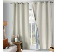 ED Enjoy Home - Cortina térmica con Ojales, Coll Oxford | 100% opaco, aislante anti frío y anti caliente, crudo, 135 x 240 cm, tejido satinado, forro técnico