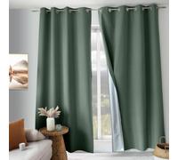 ED Enjoy Home - Cortina térmica con Ojales, Coll Oxford | 100% opaco, aislante anti frío y anti caliente, verde oliva, 135 x 240 cm, tejido satinado, forro técnico