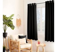 ED Enjoy Home - Cortina térmica Opaca Negra 135 × 180 cm, Ojales metálicos, anticalor, antifrío, para Dormitorio y Sala de Estar
